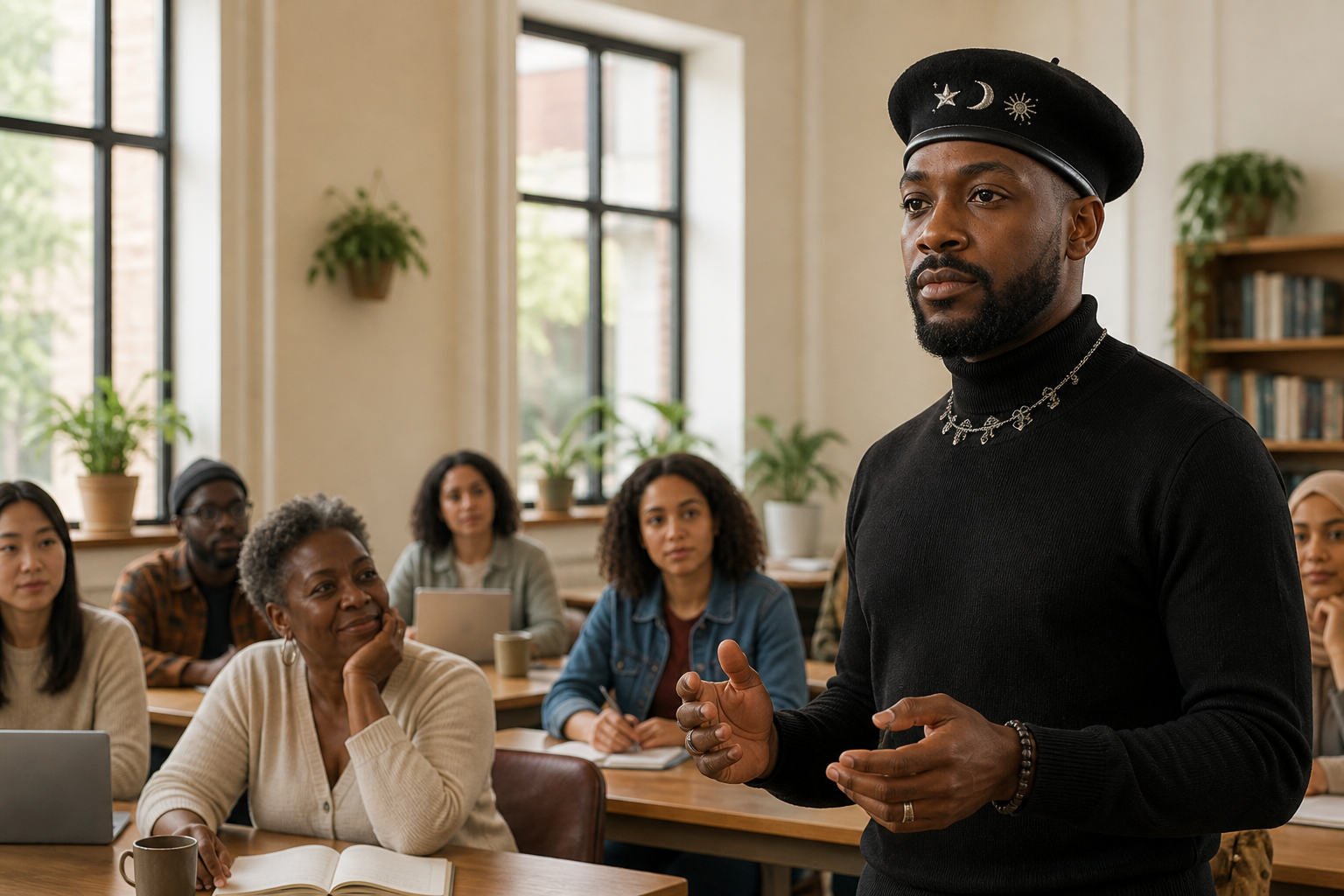 19Keys teaching the AI Skills Academy in a sunlit community classroom